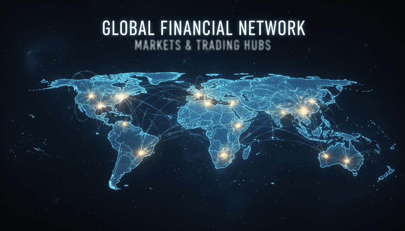 World map showing international investment and trading connections