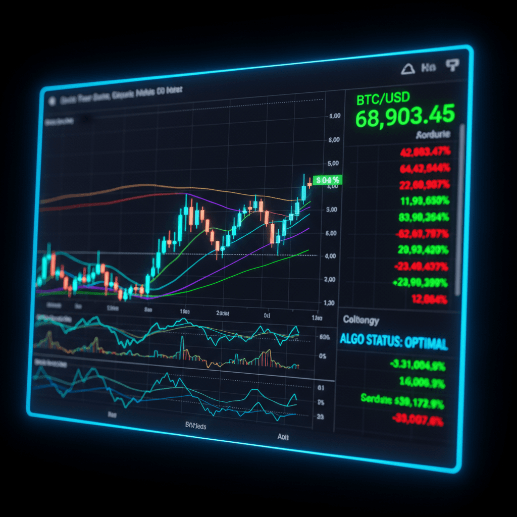 Stock market candlestick chart showing upward price movement and trading patterns